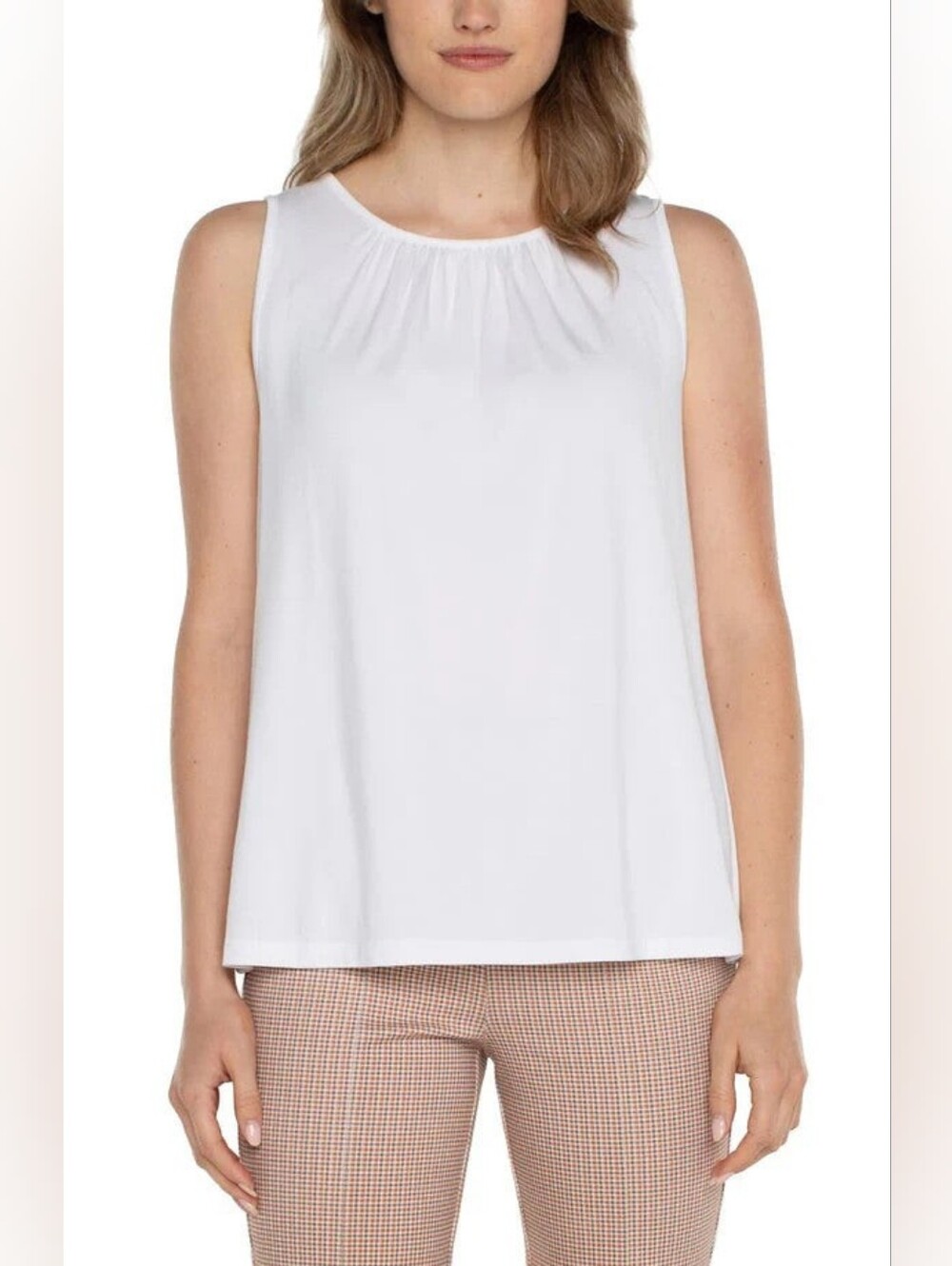 Liverpool Los Angeles A-Line Knit Sleeveless Blouse Tank Small White New